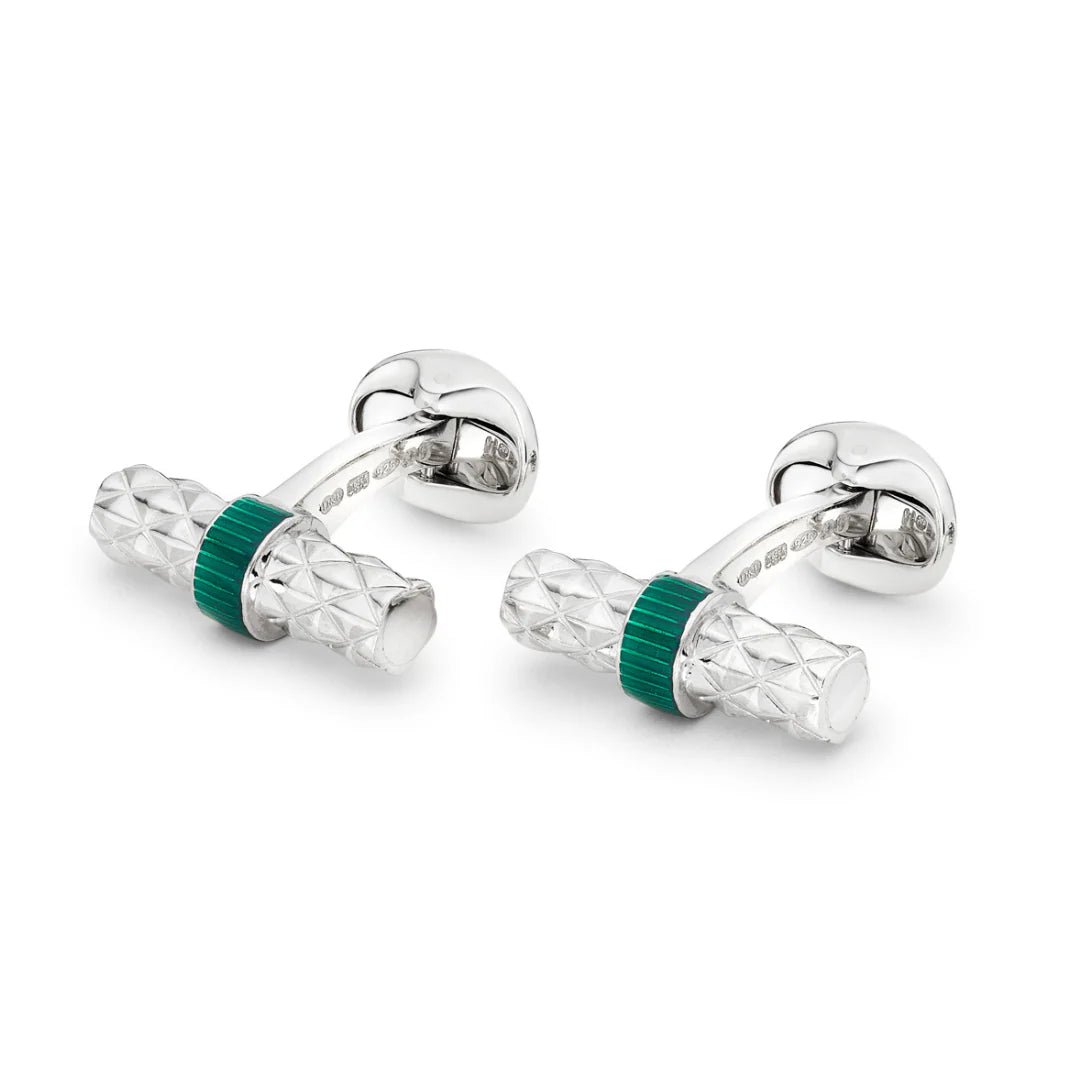Sterling Silver Bar Cufflinks with Green Enamel Centre – Deakin & Francis - EB London