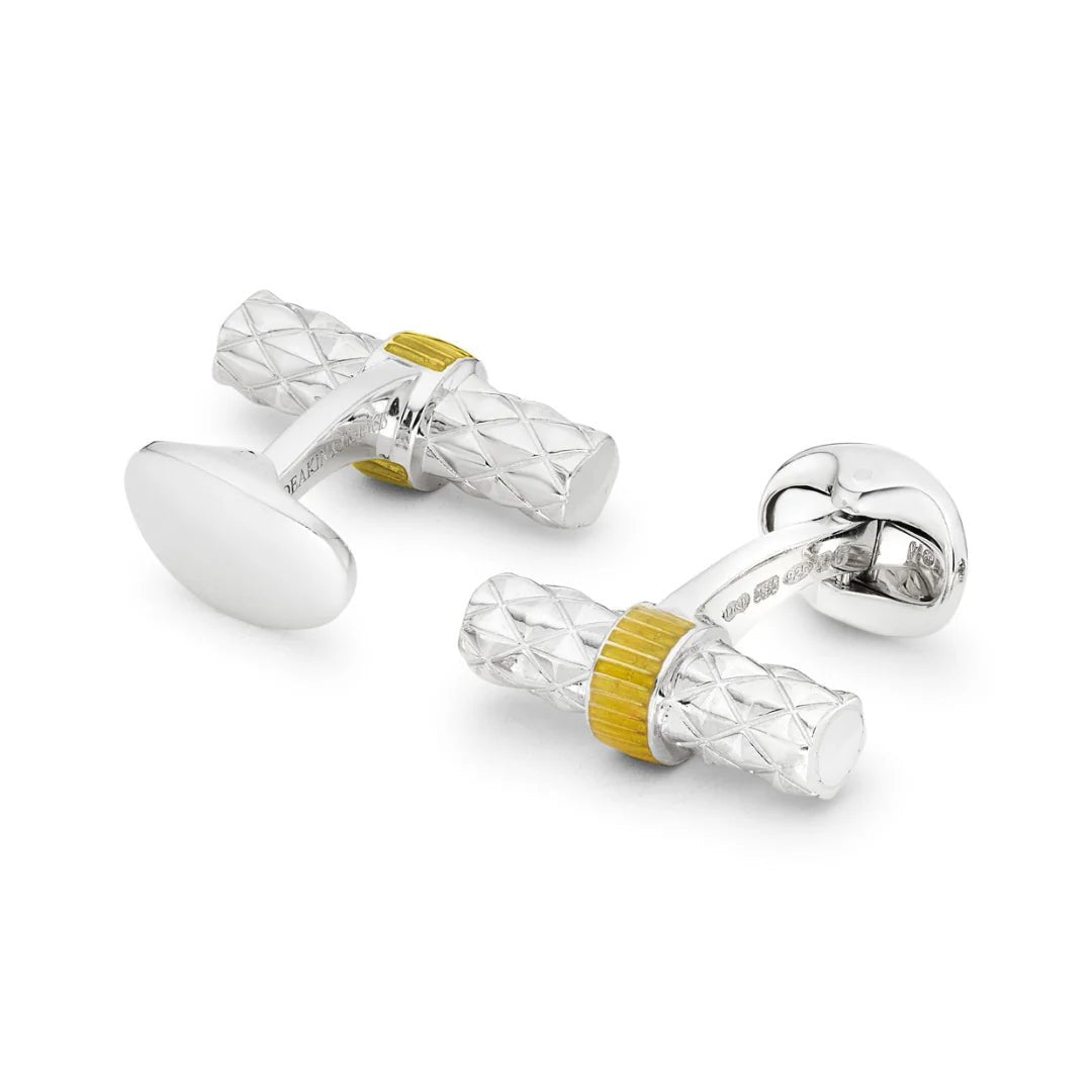 Sterling Silver Bar Cufflinks with Yellow Enamel Centre – Deakin & Francis - EB London