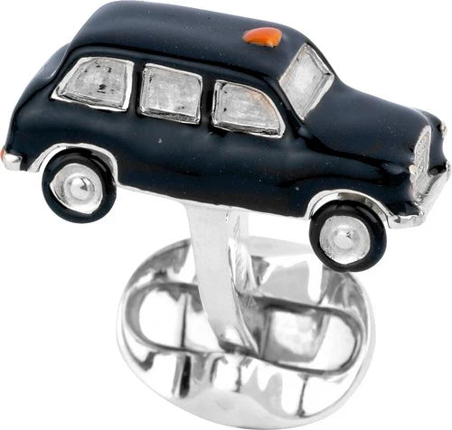 Silver London Black Cab Cufflinks with Enamel Detail - Deakin & Francis | EB London