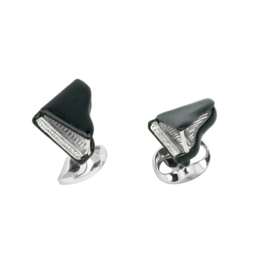 Silver Piano Cufflinks with Black Enamel - Deakin & Francis | EB London