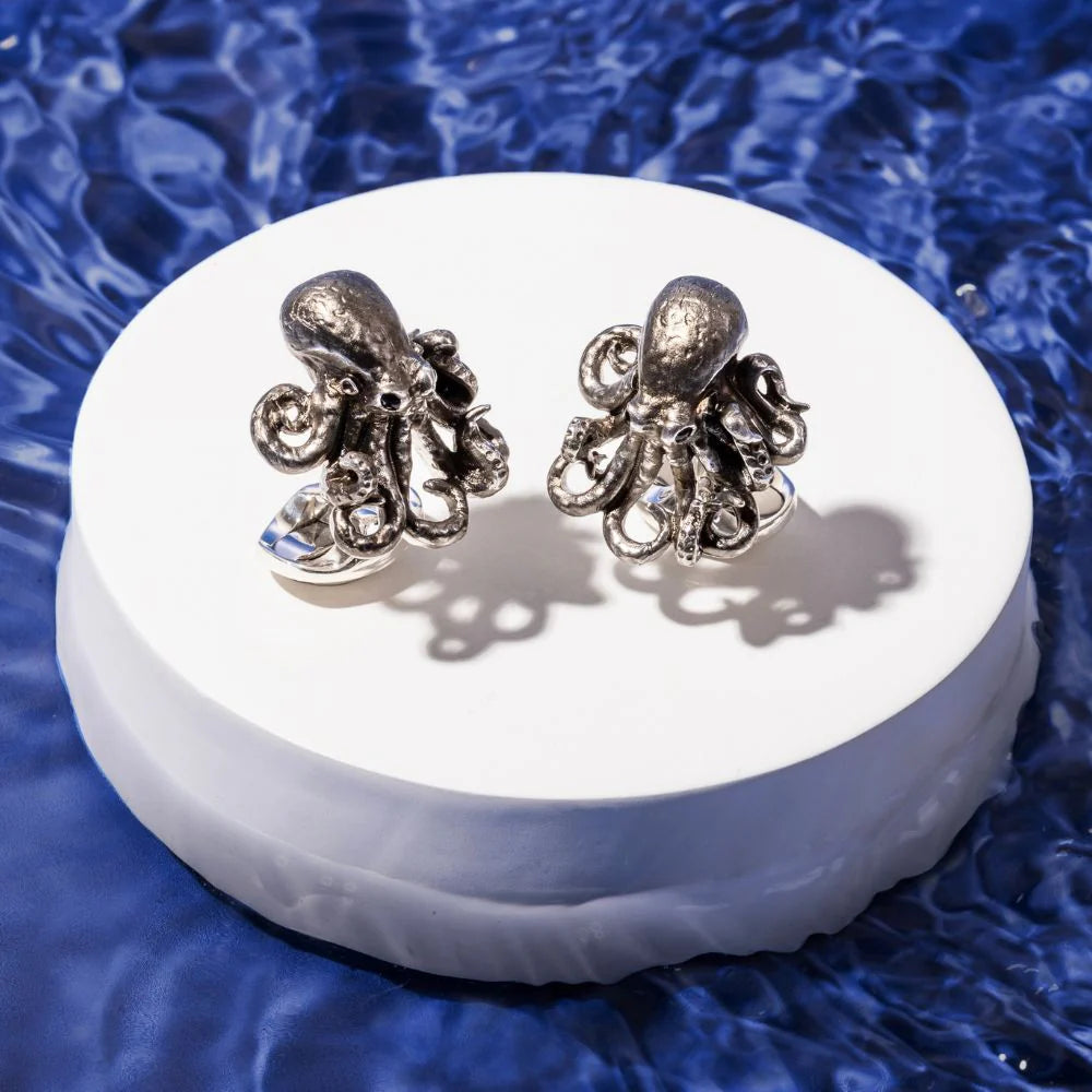 Silver Black Octopus Cufflinks – Deakin & Francis - EB London
