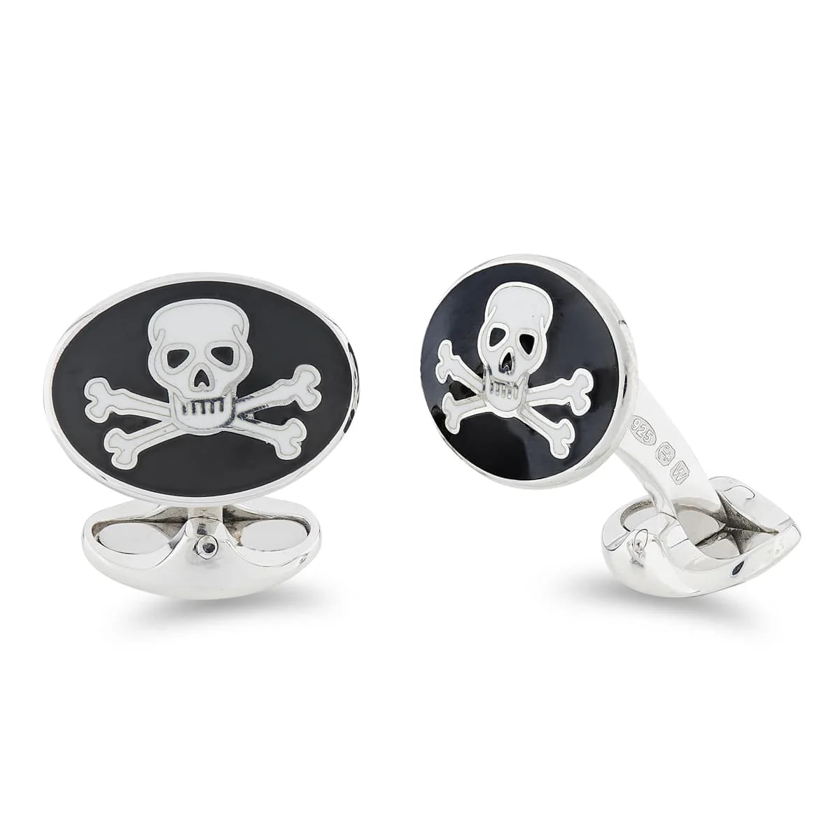 Silver Black Skull and Crossbones Enamel Cufflinks - Deakin & Francis | EB London
