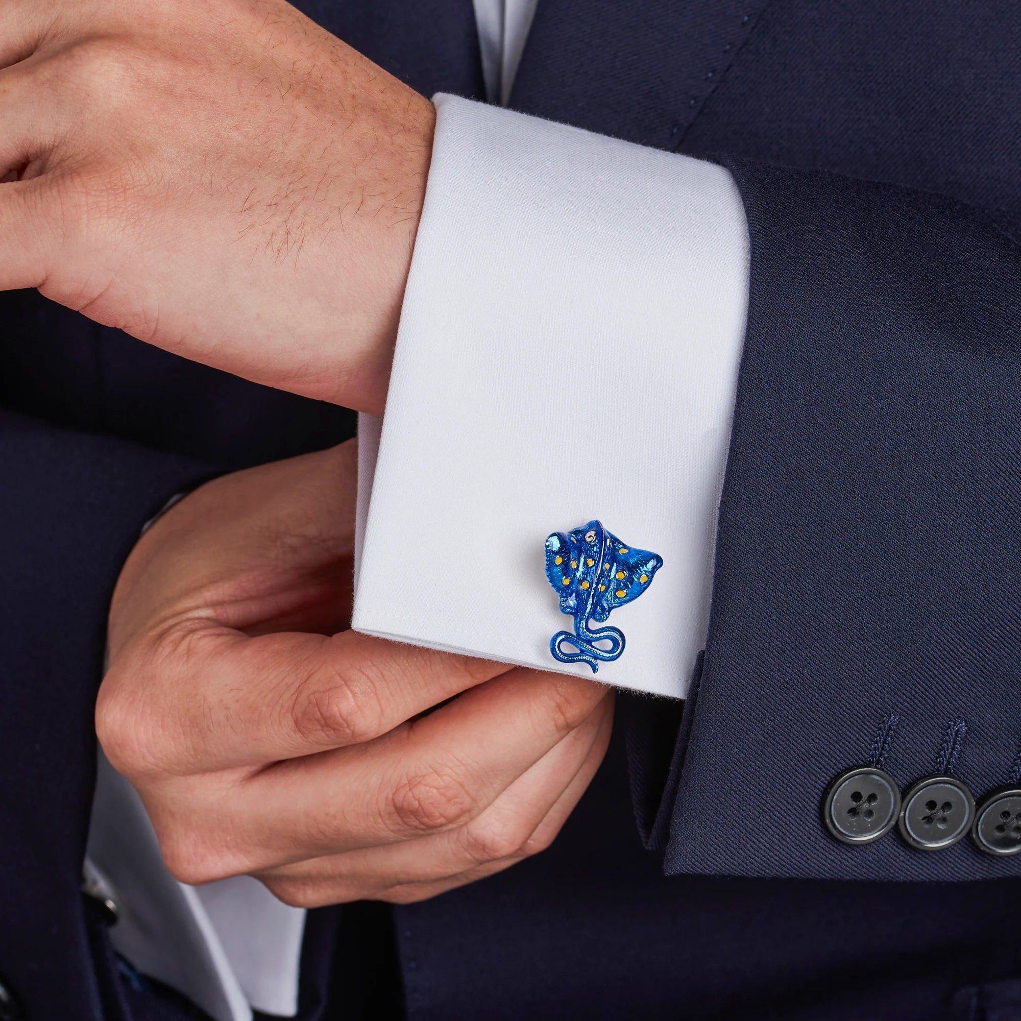 Sterling Silver Blue and Yellow Stingray Cufflinks – Deakin & Francis - EB London