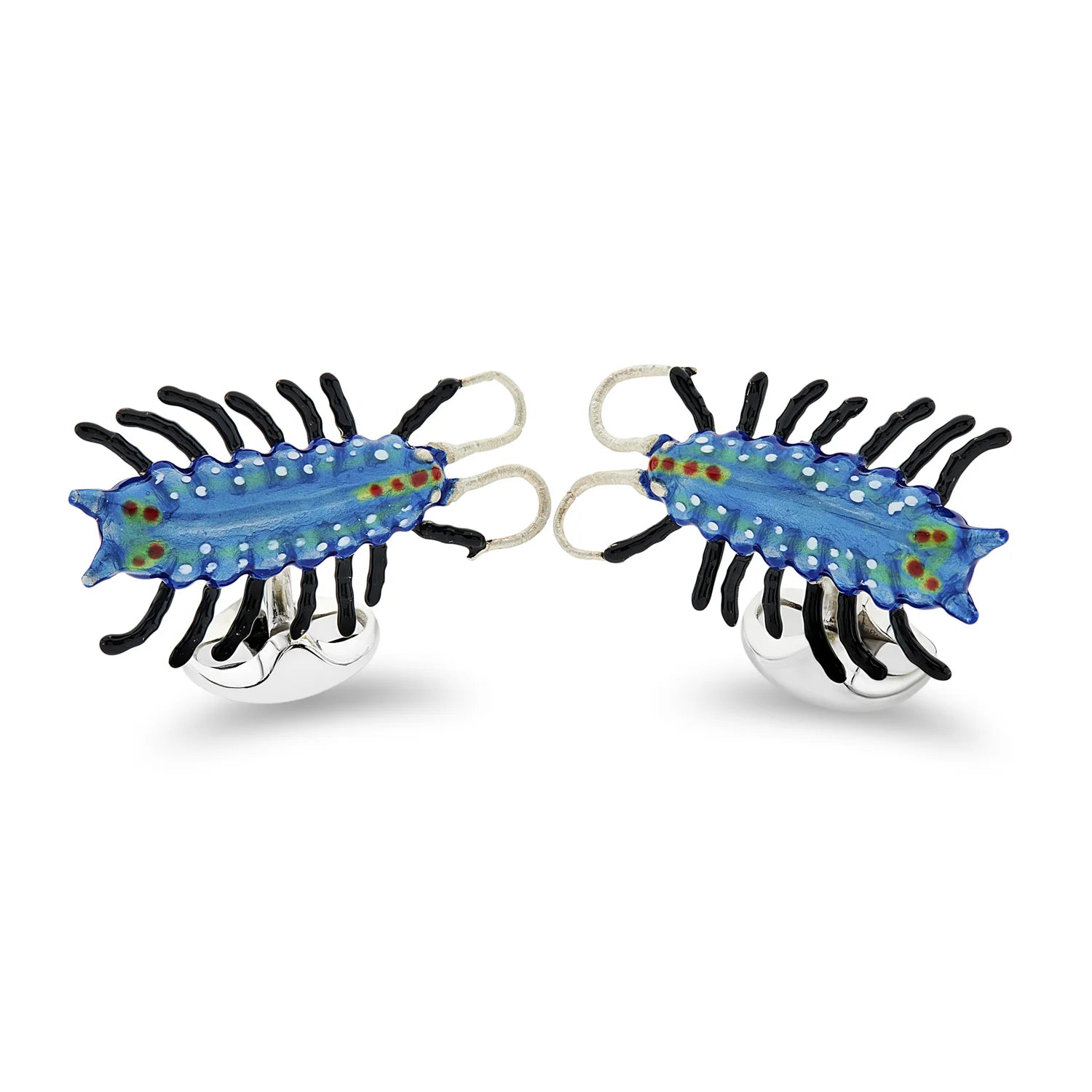 Silver Blue Centipede Cufflinks with Enamel Detail - Deakin & Francis | EB London