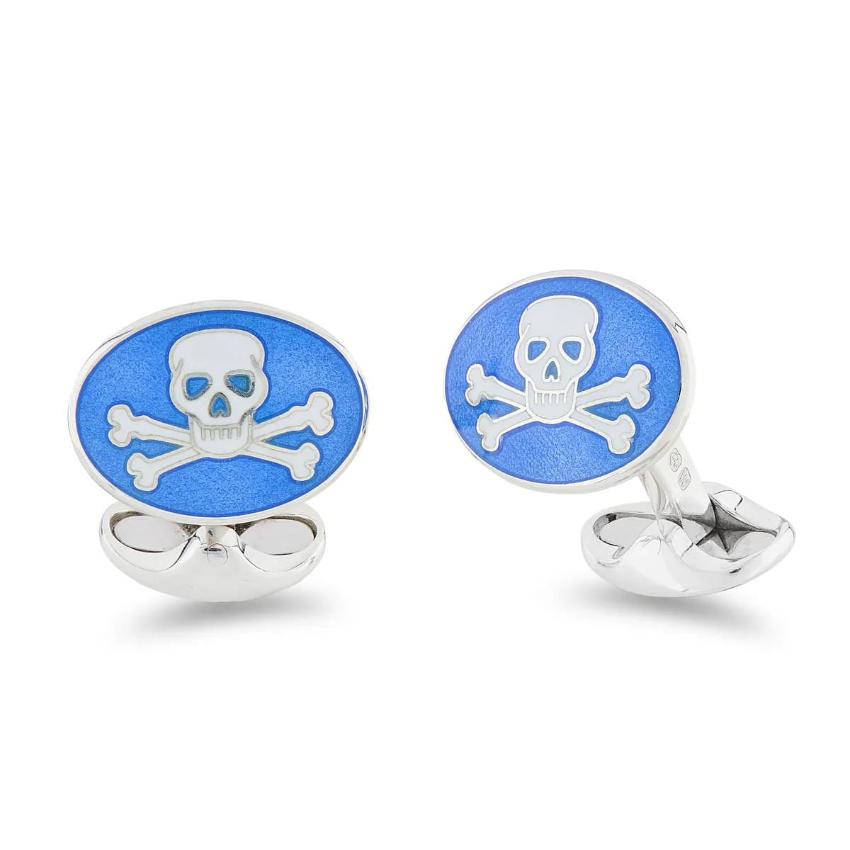 Silver Blue Skull and Crossbones Enamel Cufflinks - Deakin & Francis | EB London