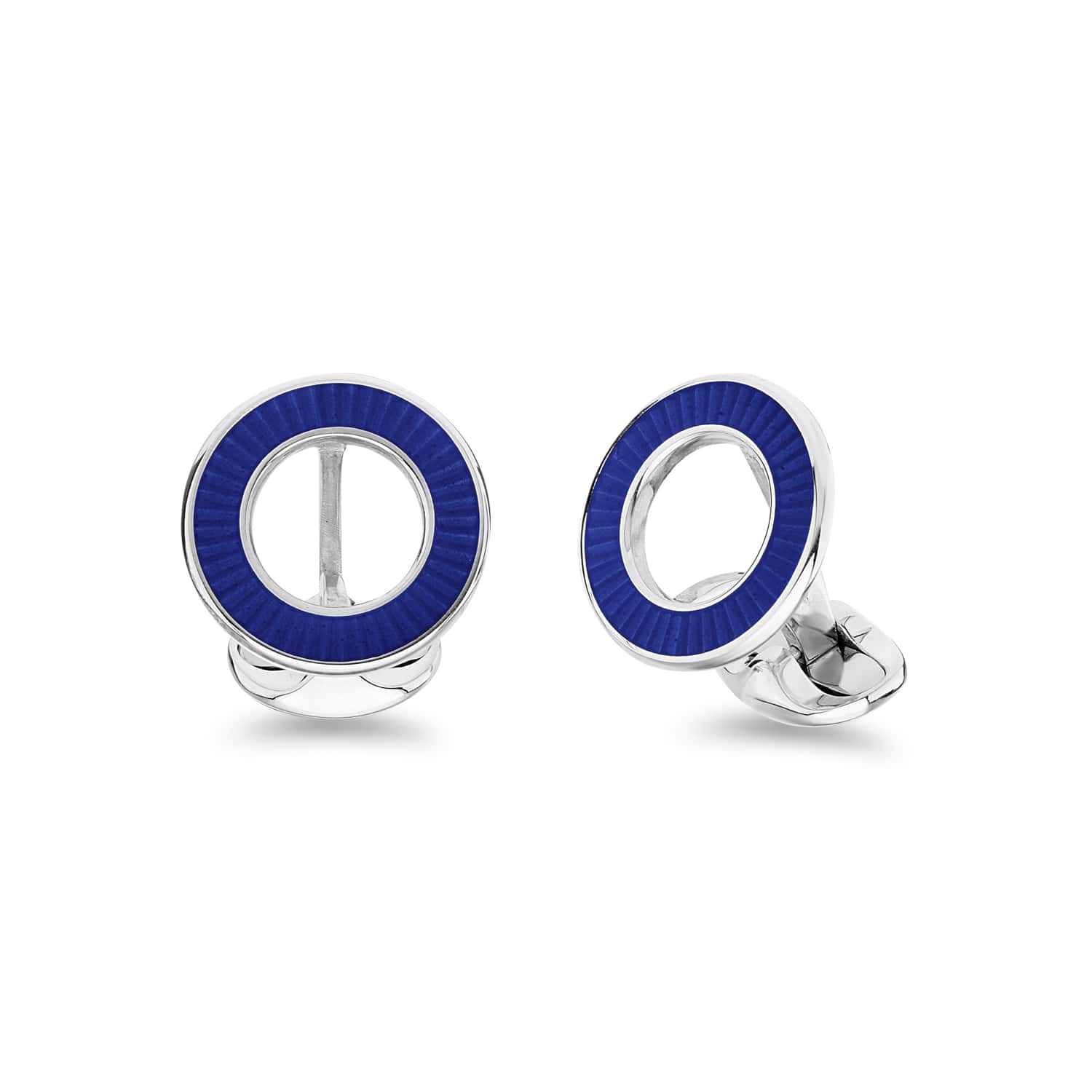 Sterling Silver Blue Vitreous Enamel Faceted Cufflinks - Deakin & Francis - EB London