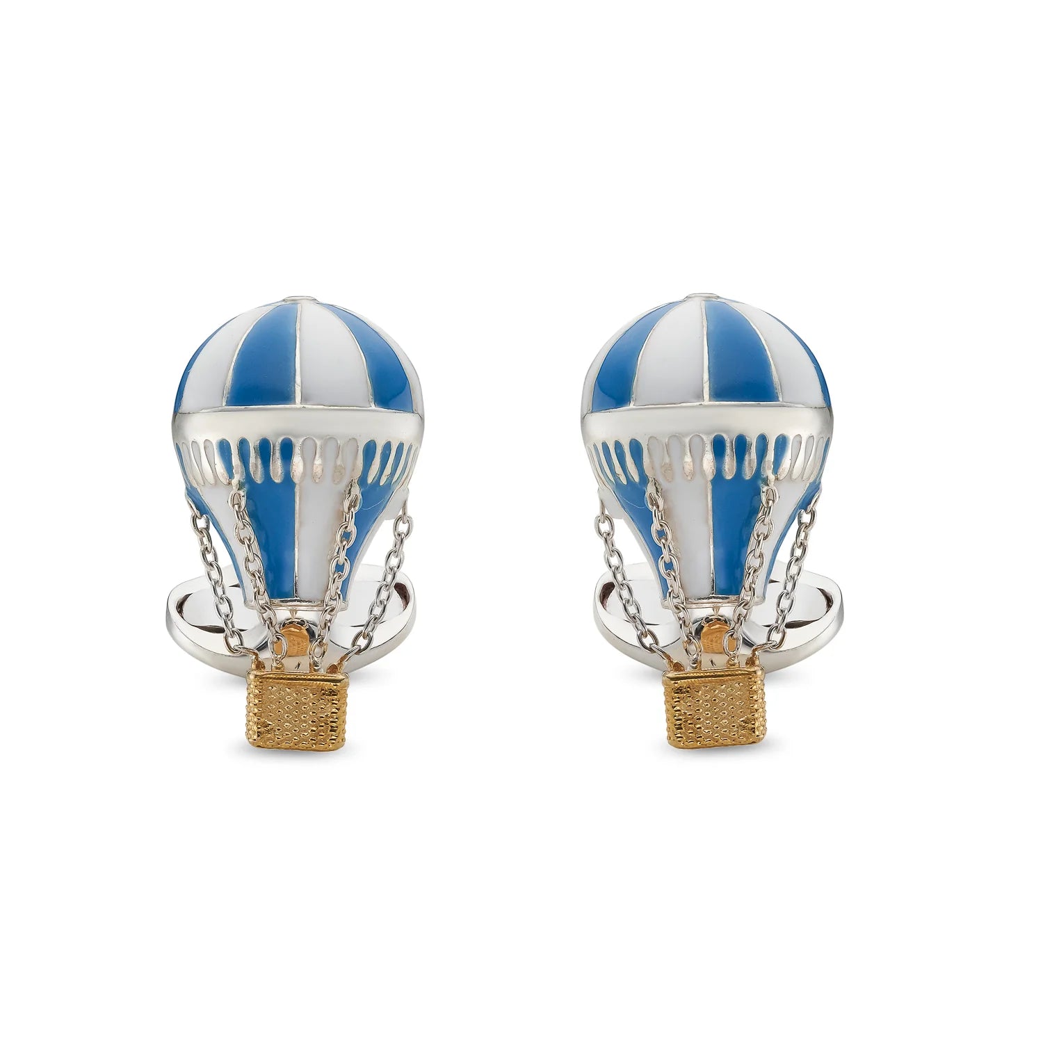 Sterling Silver Blue & White Enamel Air Balloon Cufflinks - Deakin & Francis - EB London