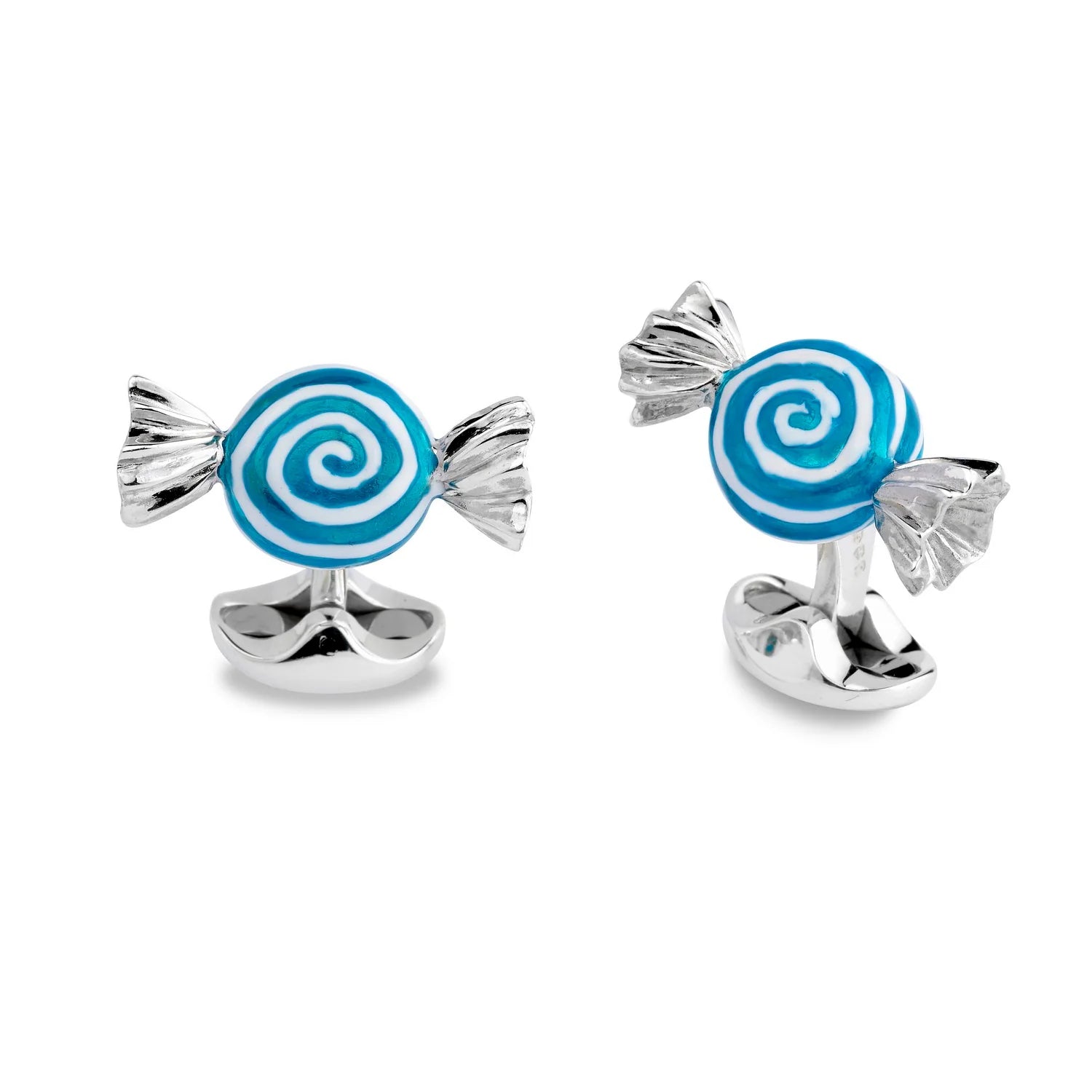 Luxury Sterling Silver Blue And White Swirl Sweet Cufflinks - Deakin & Francis | EB London