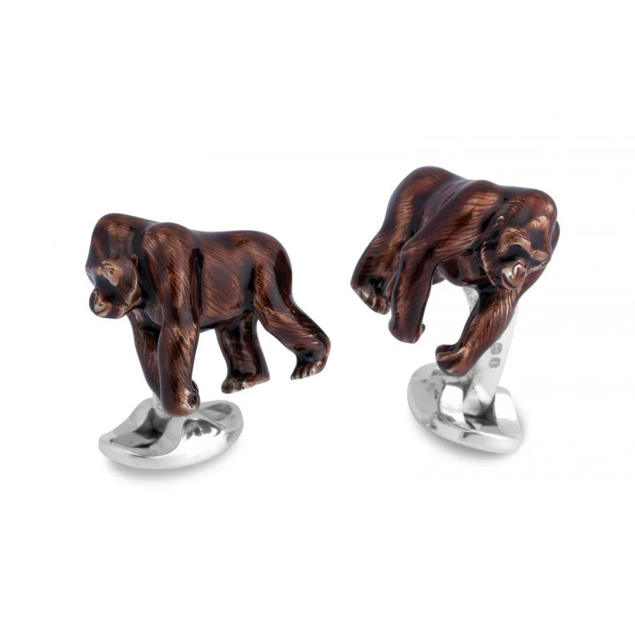 Sterling Silver Brown Enamel Gorilla Cufflinks – Deakin & Francis - EB London