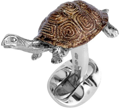Brown Tortoise Cufflinks with Enamel Shell - Deakin & Francis | EB London