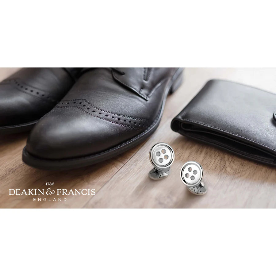 silver button cufflinks inspired by 16th century designs by Deakin & Francis at EB London