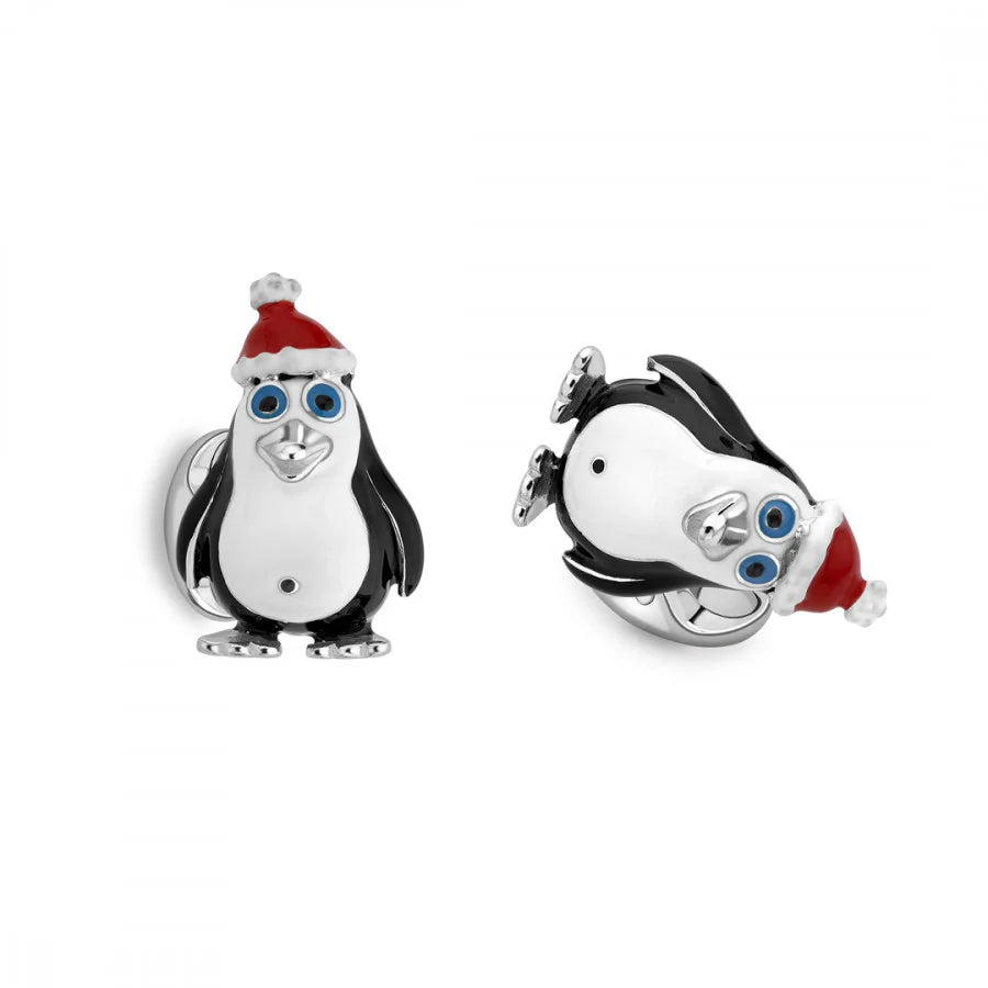 Sterling Silver Christmas Penguin Cufflinks with Santa Hat – Deakin & Francis - EB London
