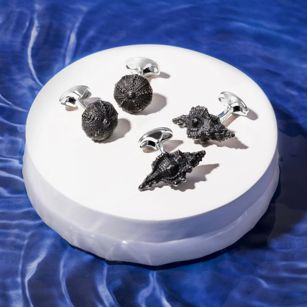 Black Seashell Cufflinks with Enamel Detail - Deakin & Francis | EB London