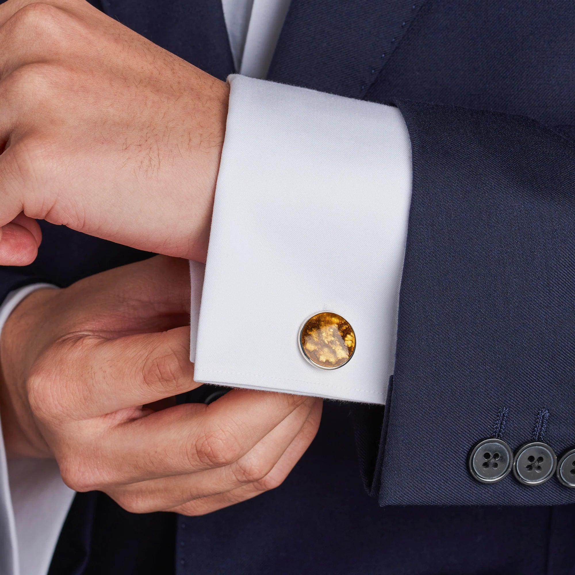 Sterling Silver Copper Winter Haze Cufflinks - Deakin & Francis | EB London