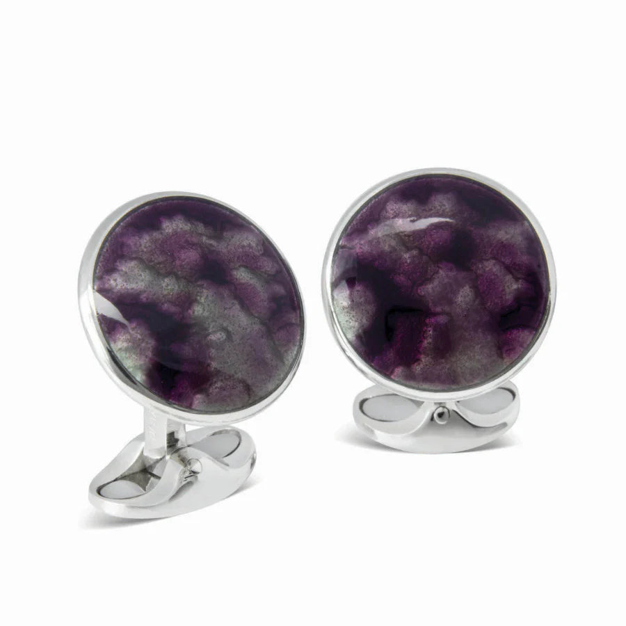 Luxury Sterling Silver Deep Berry Winter Haze Enamel Cufflinks - Deakin & Francis | EB London