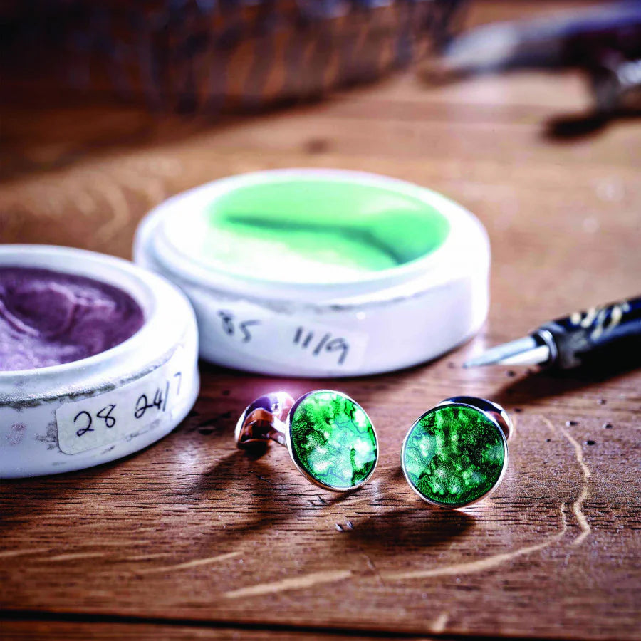 Sterling Silver Deep Green Winter Haze Cufflinks - Deakin & Francis | EB London
