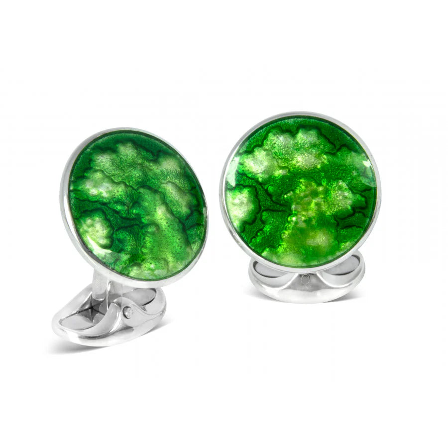 Luxury Sterling Silver Deep Green Winter Haze Cufflinks - Deakin & Francis | EB London