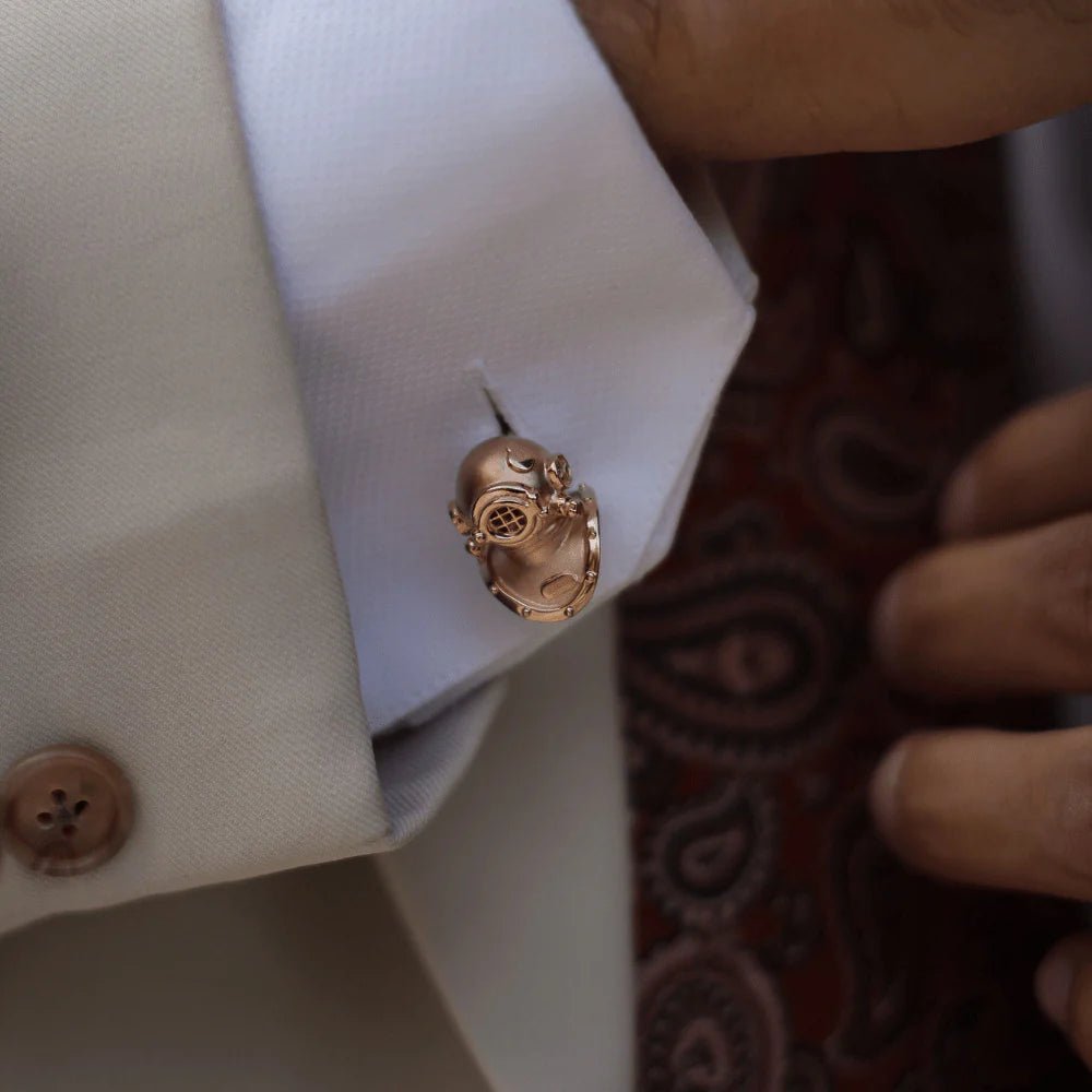 Sterling Silver Diving Helmet Cufflinks with Rose Gold Finish – Deakin & Francis - EB London
