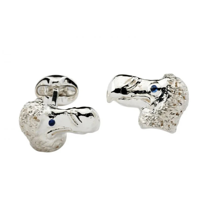 Luxury Sterling Silver Dodo Cufflinks with Sapphire Eyes - Deakin & Francis | EB London