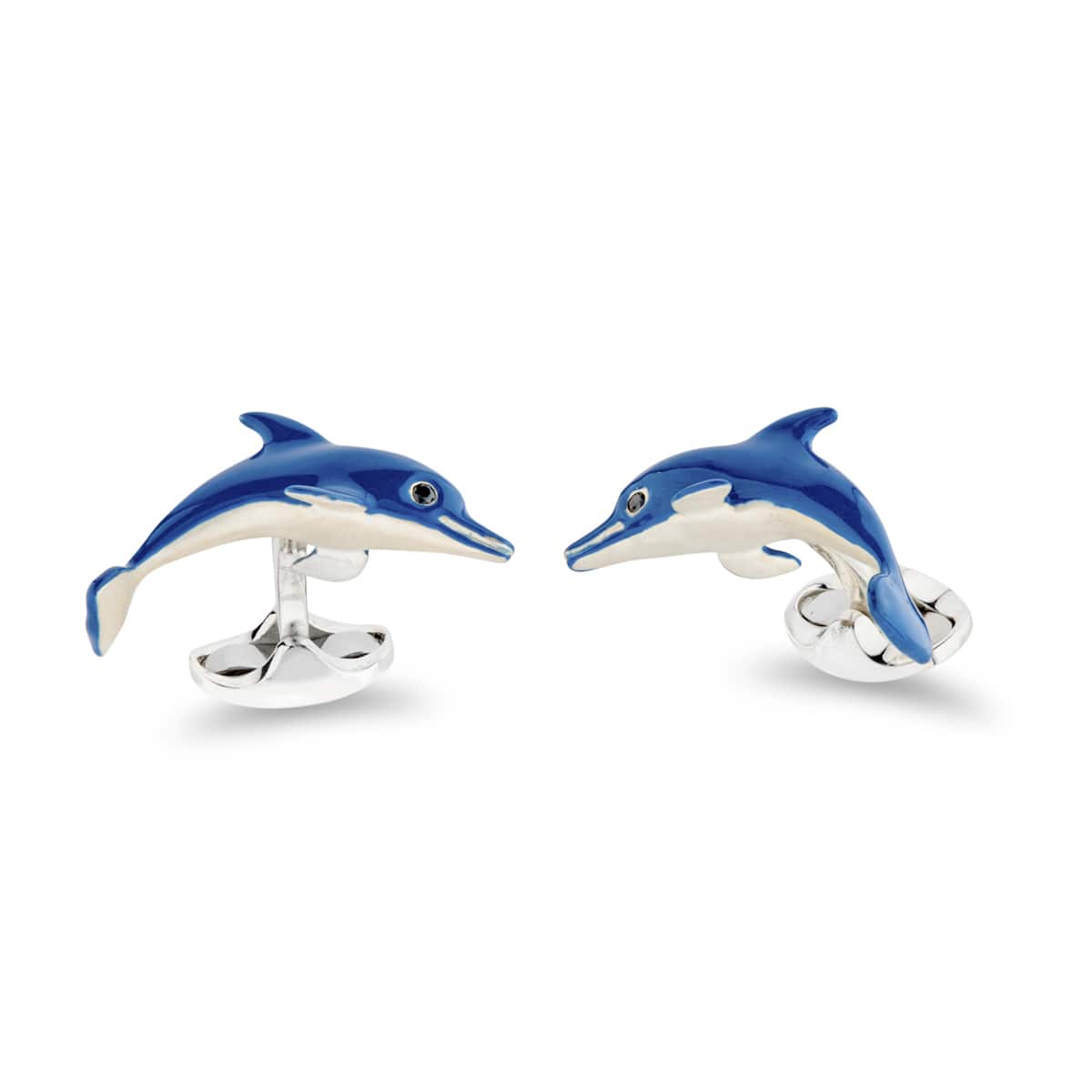 Sterling Silver Dolphin Cufflinks with Blue Enamel & Sapphire Eyes – Deakin & Francis - EB London