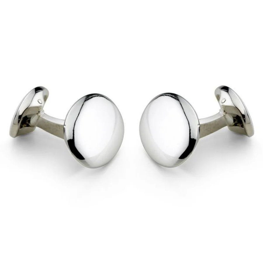 Sterling silver domed oval springback cufflinks by Deakin & Francis at EB London
