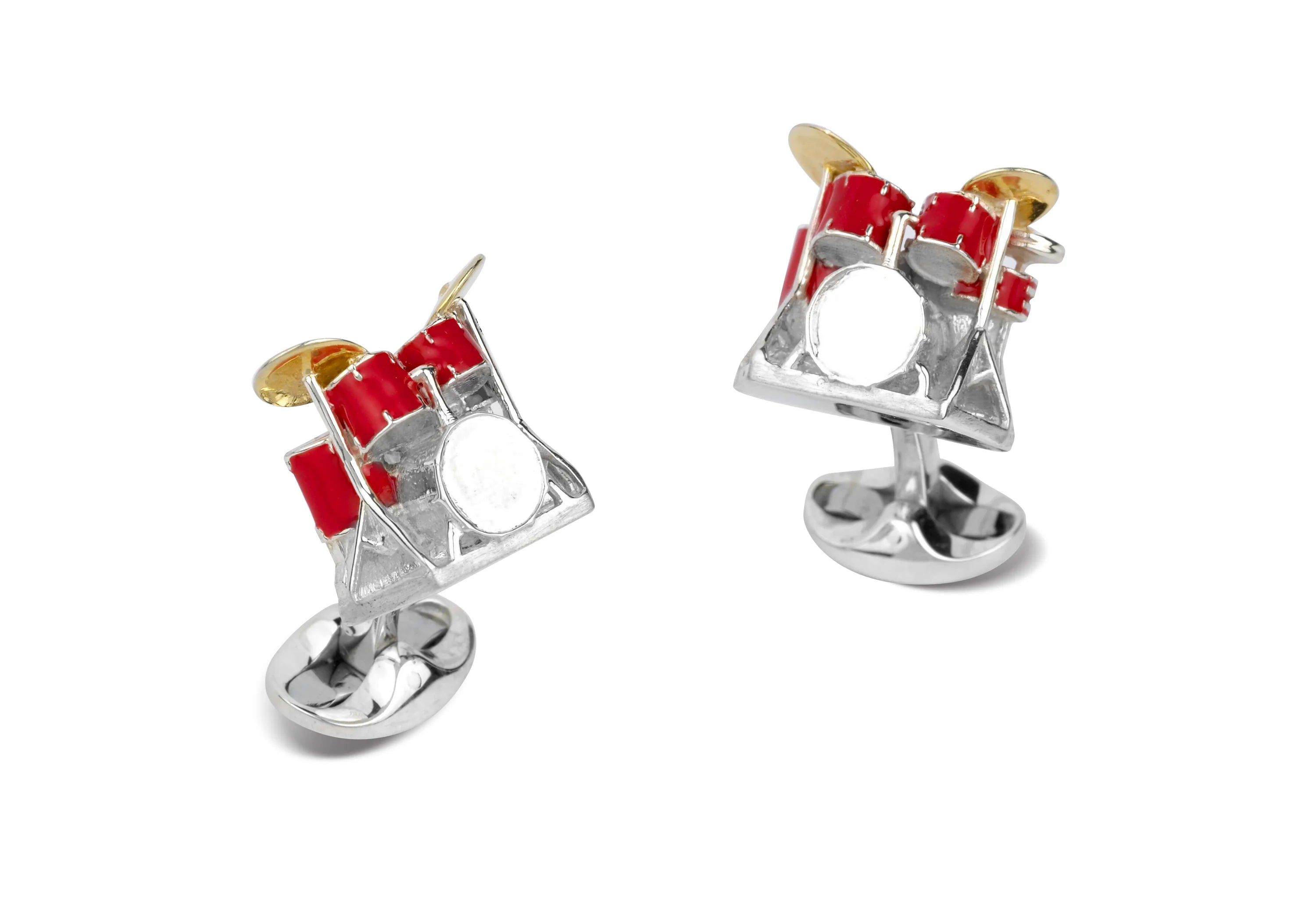 Silver Red Enamel Drum Kit Cufflinks - Deakin & Francis | EB London