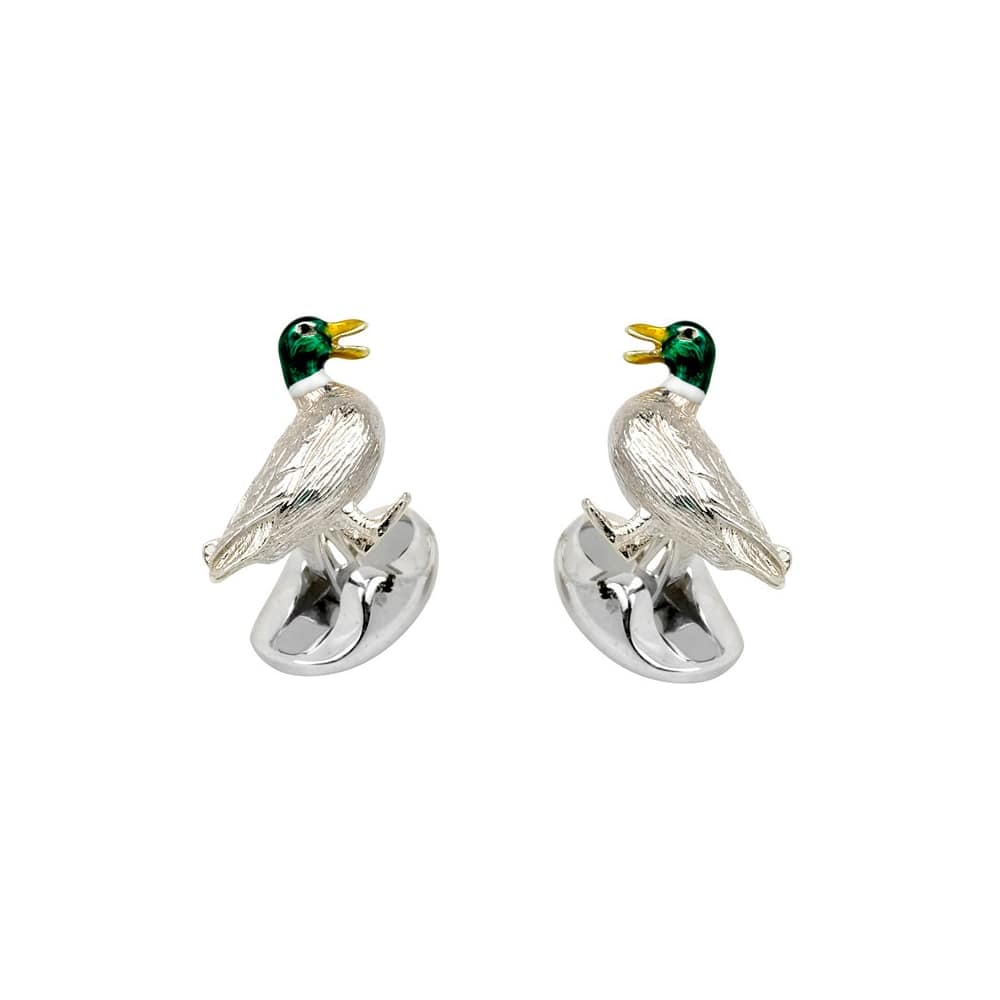Silver Duck Cufflinks with Enamel Detail - Deakin & Francis | EB London
