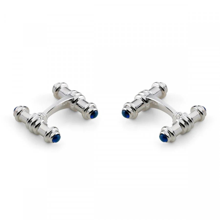 Sterling Silver Dumbbell Cufflinks with Cultured Sapphire Ends – Deakin & Francis - EB London