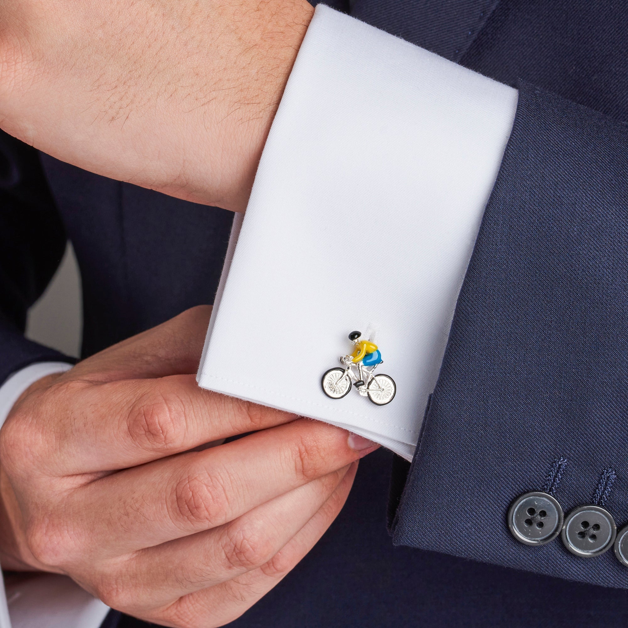 Sterling Silver Enamel Bike and Rider Cufflinks – Deakin & Francis - EB London