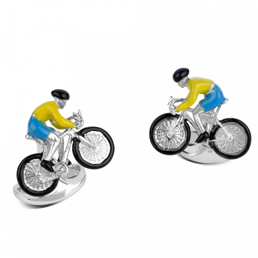 Silver Bike & Rider Cufflinks with Enamel Detail - Deakin & Francis | EB London