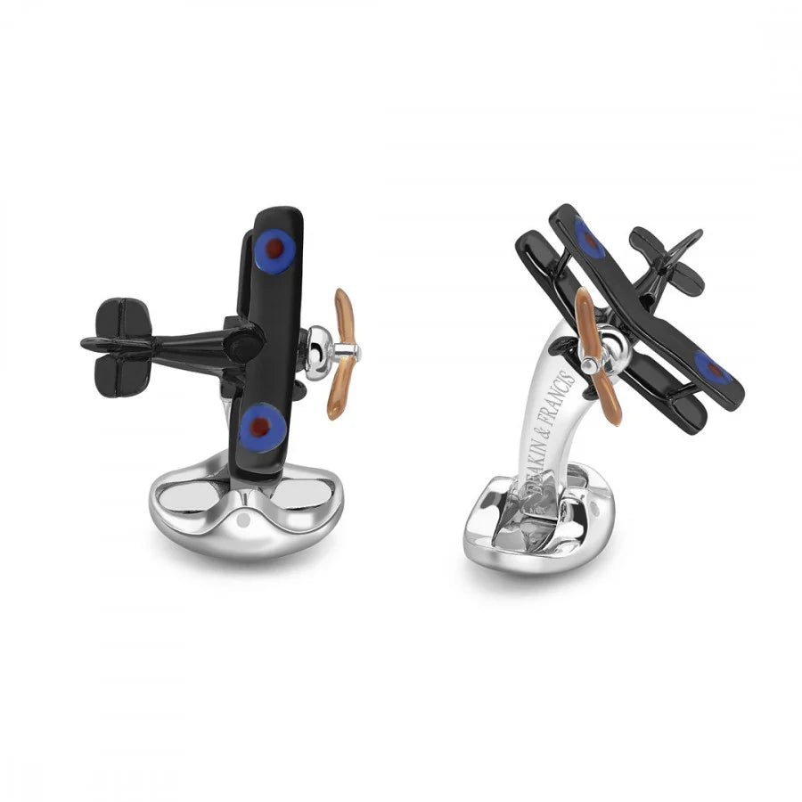 Sterling Silver Enamel Biplane Cufflinks with Spinning Propeller – Deakin & Francis - EB London