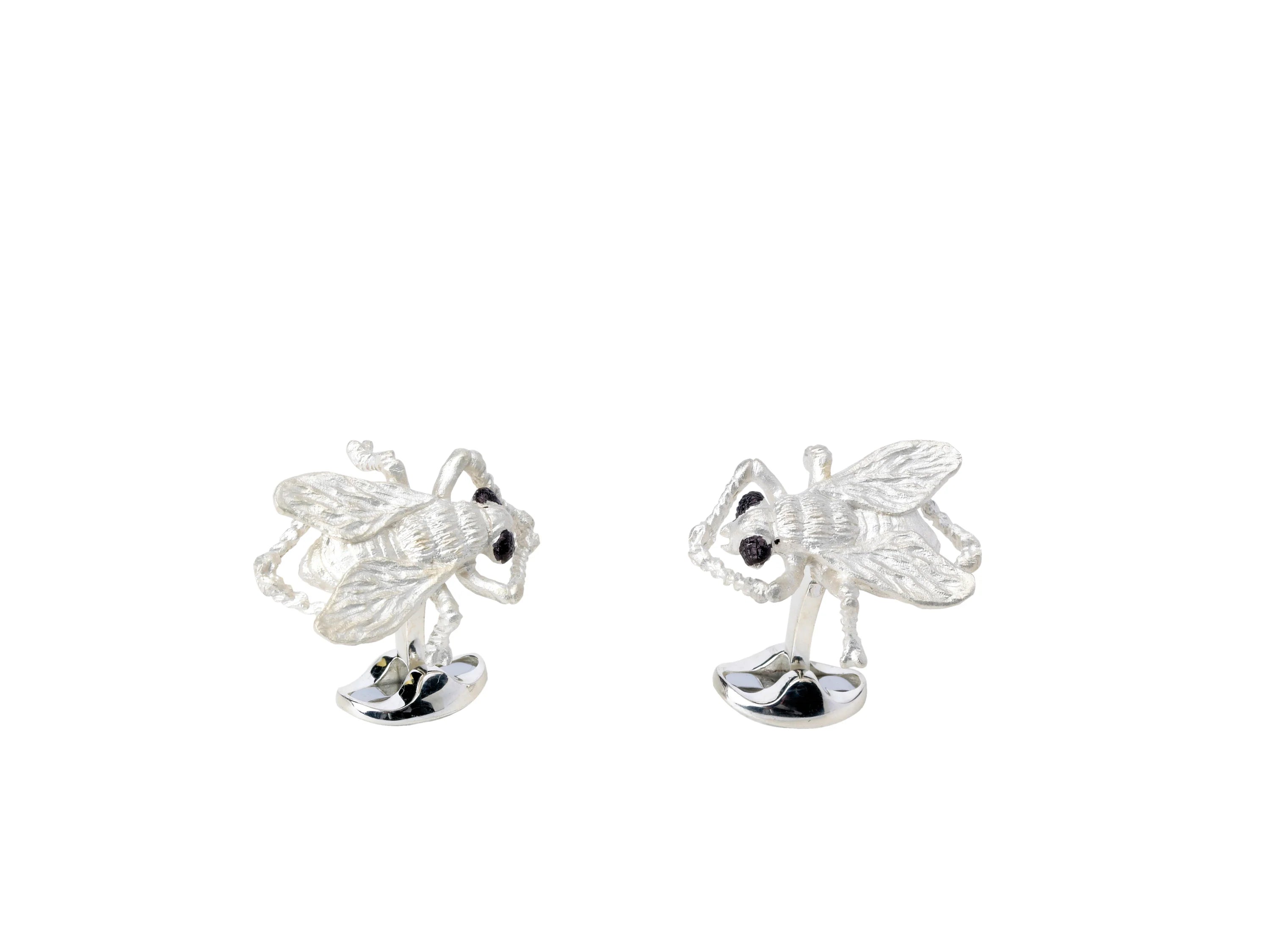 Silver Fly Cufflinks with Enamel Eyes - Deakin & Francis | EB London