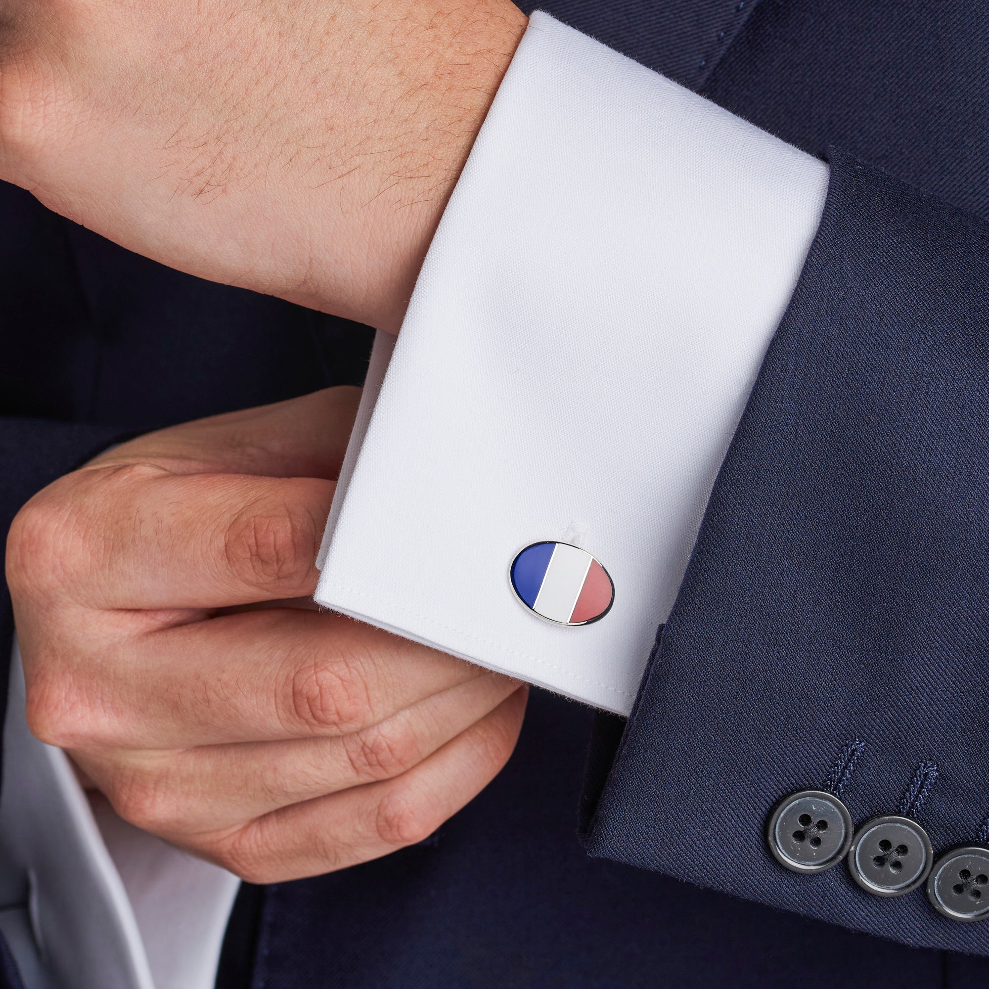 Sterling Silver Enamel French Flag Cufflinks - Deakin & Francis | EB London