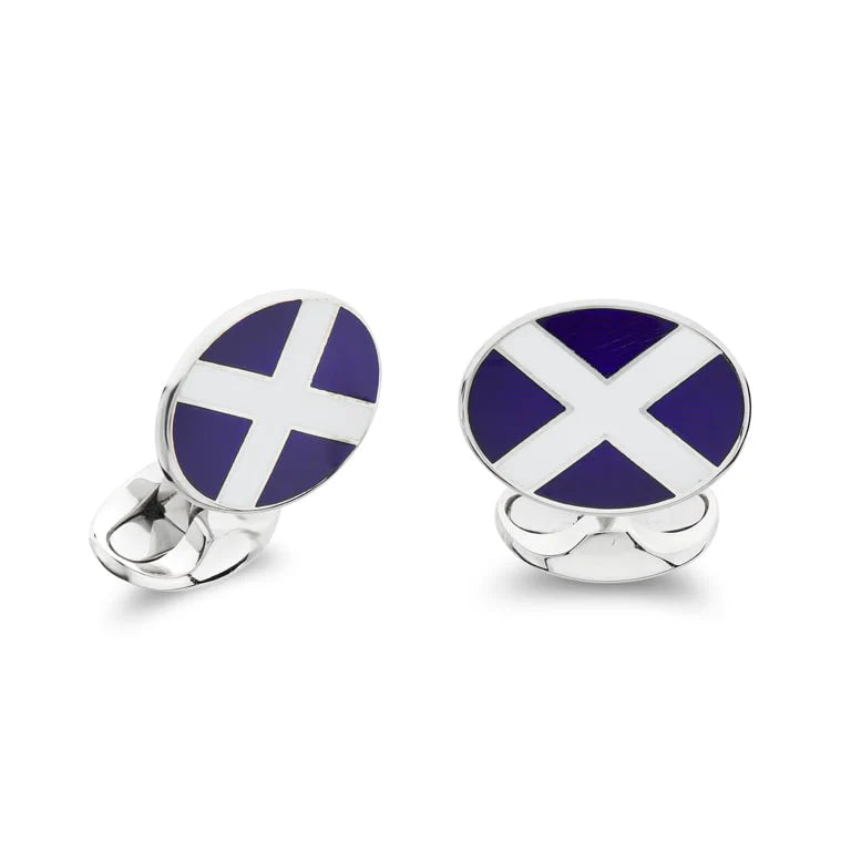 Luxury Sterling Silver Enamel Scottish Flag Cufflinks - Deakin & Francis | EB London
