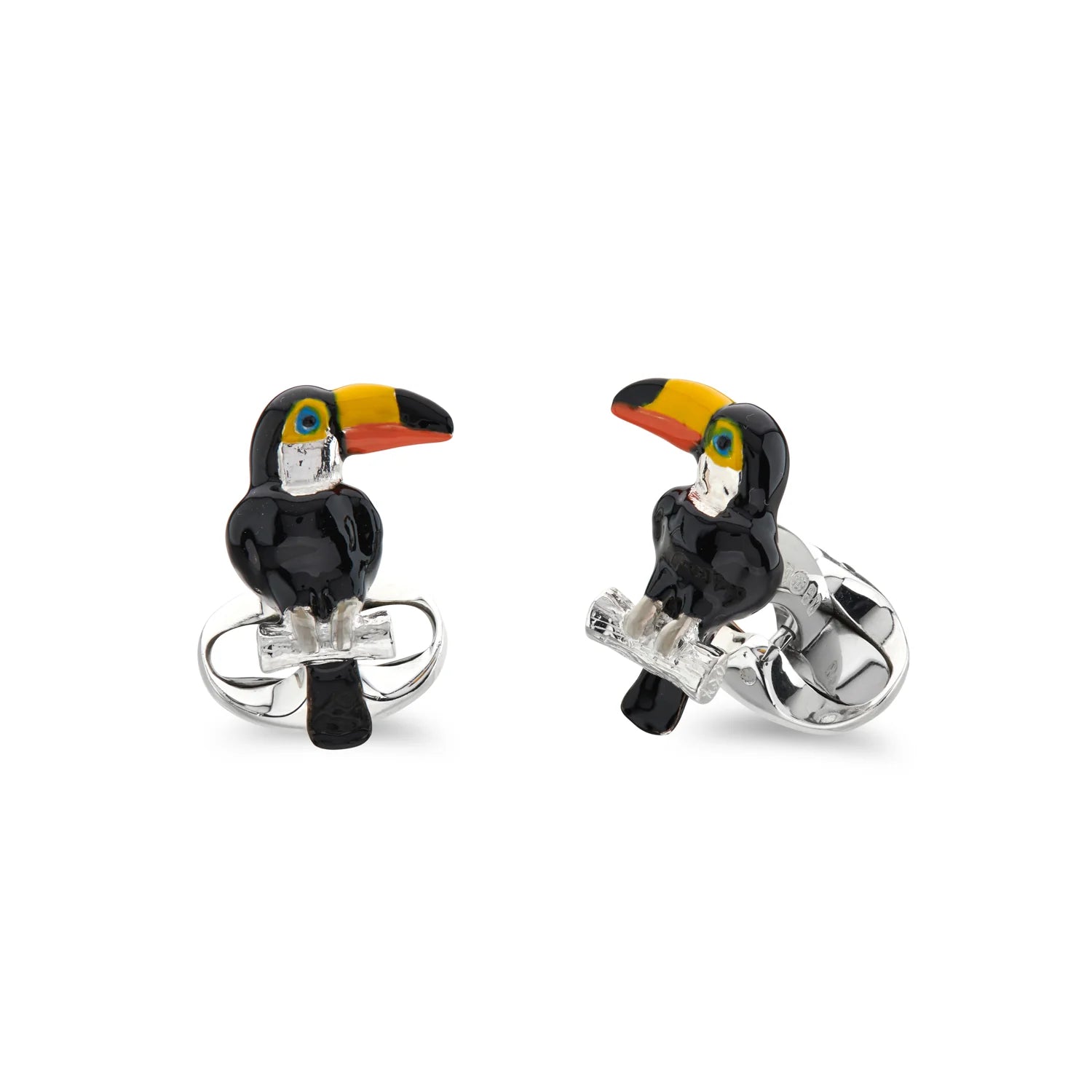 Luxury Sterling Silver Enamel Toucan Cufflinks - Deakin & Francis | EB London
