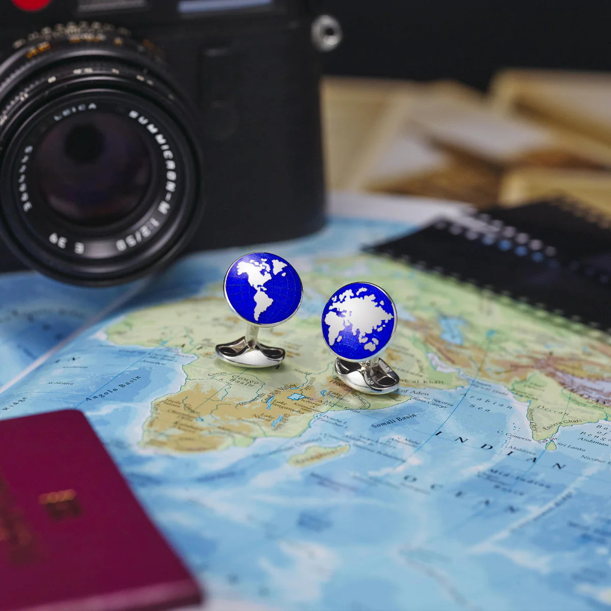 Sterling Silver Enamel World Cufflinks - Deakin & Francis | EB London