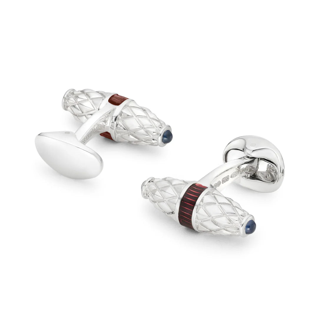 EB London Fancy Bar Cufflinks with Red Enamel & Sapphire Ends – Deakin & Francis