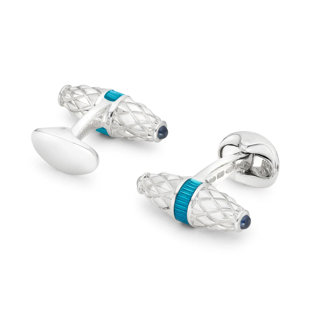 Fancy Bar Cufflinks with Turquoise Enamel & Sapphire Ends – Deakin & Francis - EB London