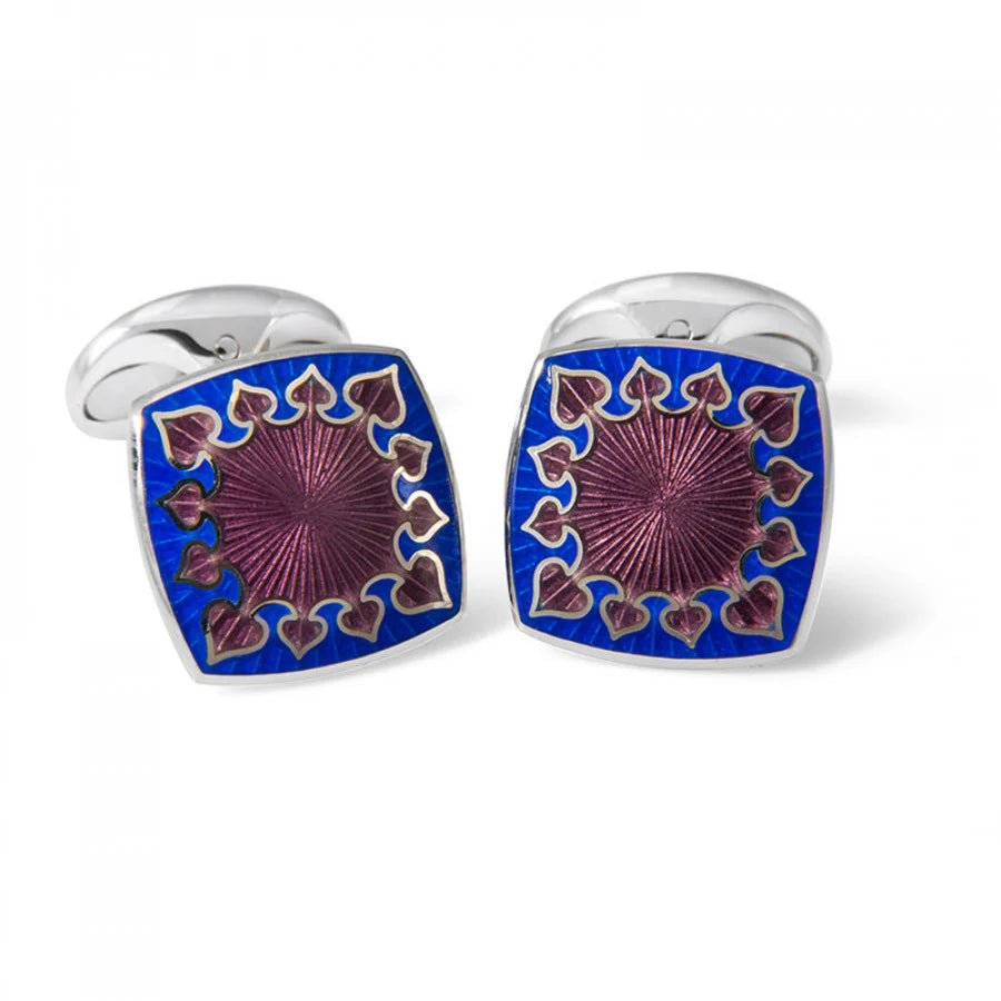 Sterling Silver Fancy Enamel Cufflinks in Red and Blue – Deakin & Francis - EB London
