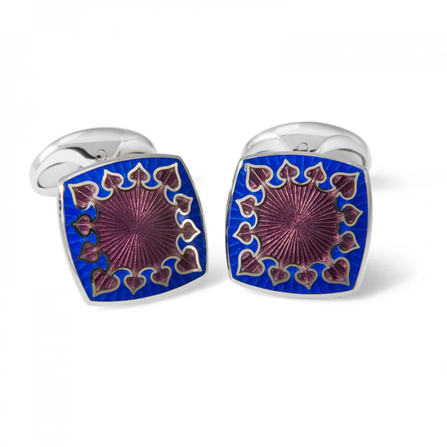 Luxury Sterling Silver Fancy Enamel Cufflinks in Red and Blue - Deakin & Francis | EB London