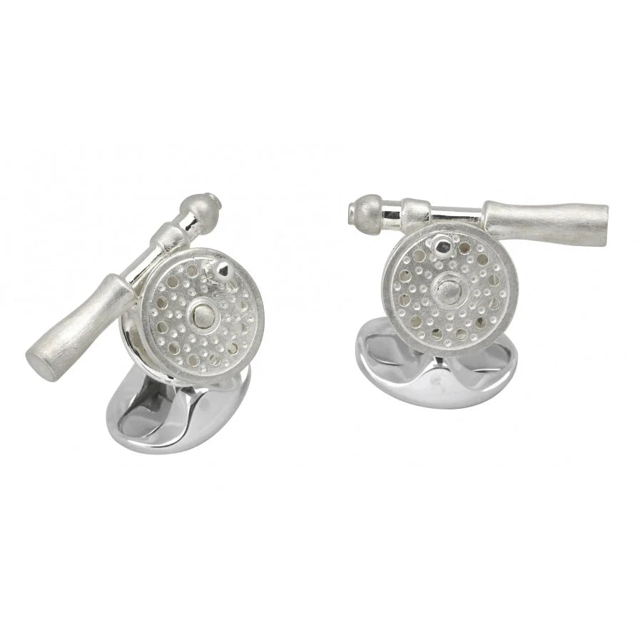Silver Fly Fishing Reel Cufflinks - Deakin & Francis | EB London