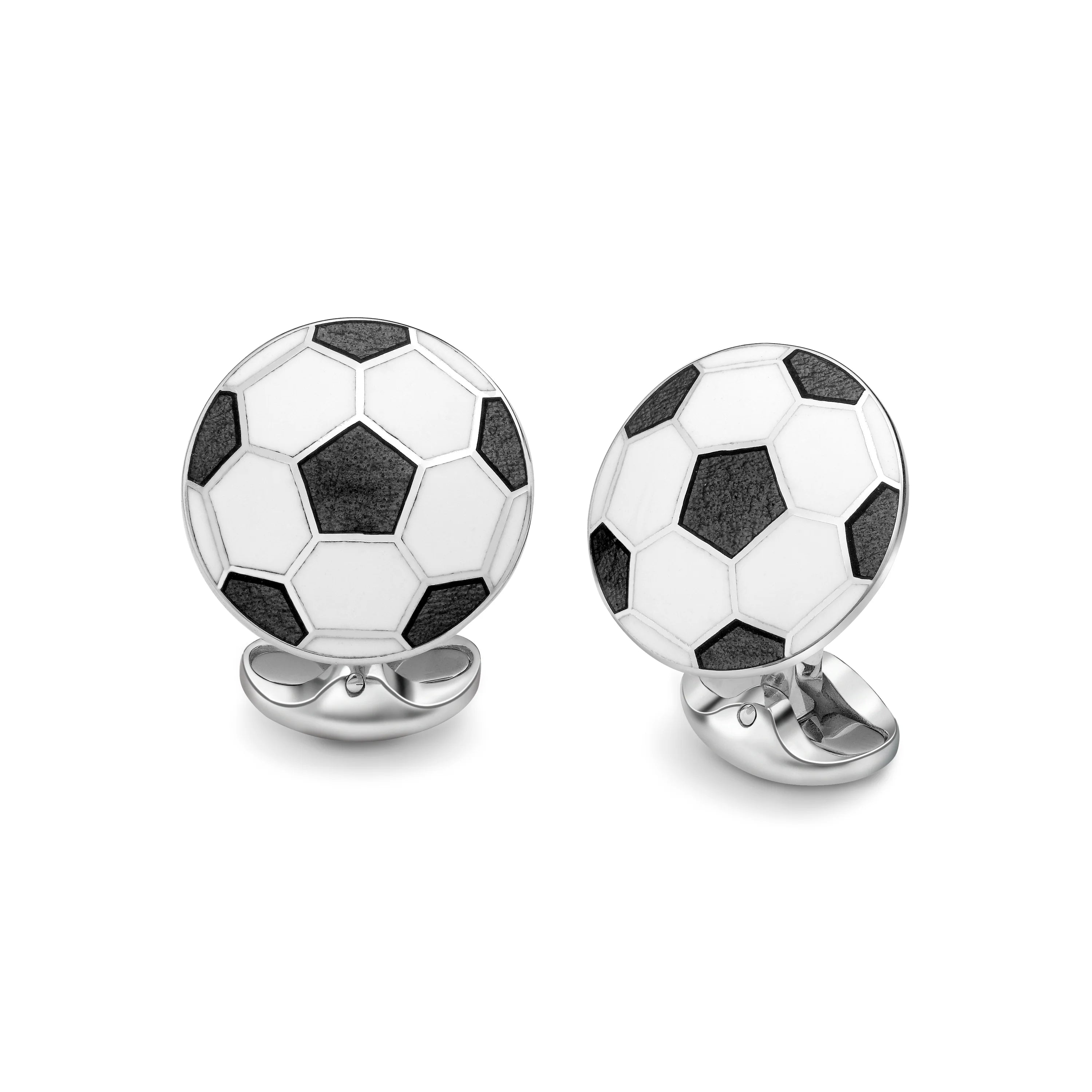 Silver Black And White Football Cufflinks - Deakin & Francis | EB London