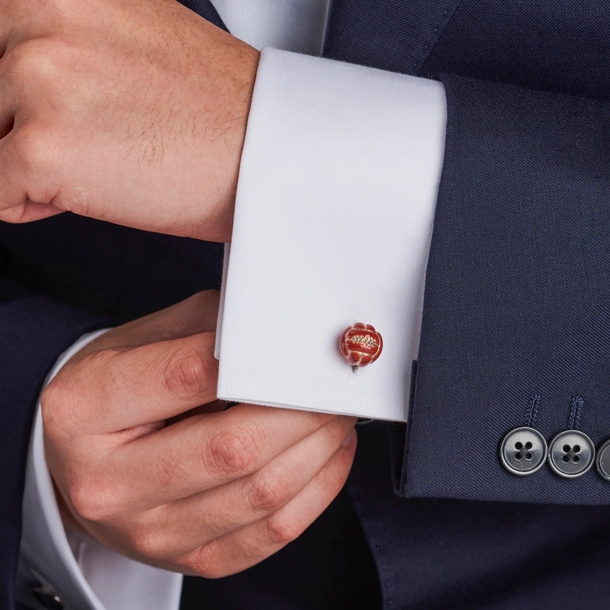 Brown Enamel Football Cufflinks - Deakin & Francis | EB London