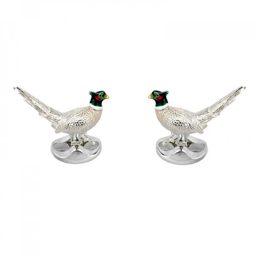 Silver Pheasant Cufflinks - Deakin & Francis | EB London