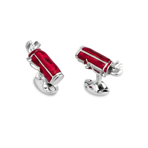 Silver Red Enamel Golf Bag Cufflinks - Deakin & Francis | EB London