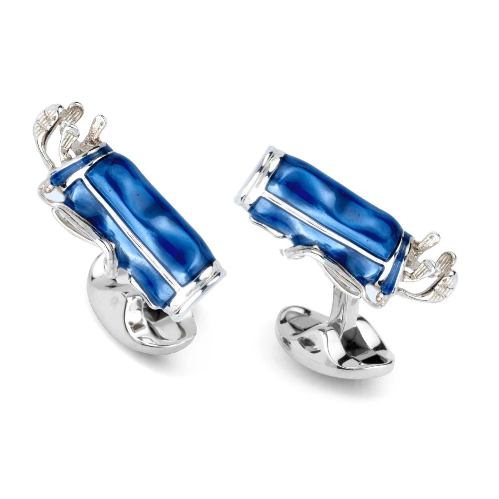 Sterling Silver Golf Bag Cufflinks with Blue Enamel – Deakin & Francis - EB London