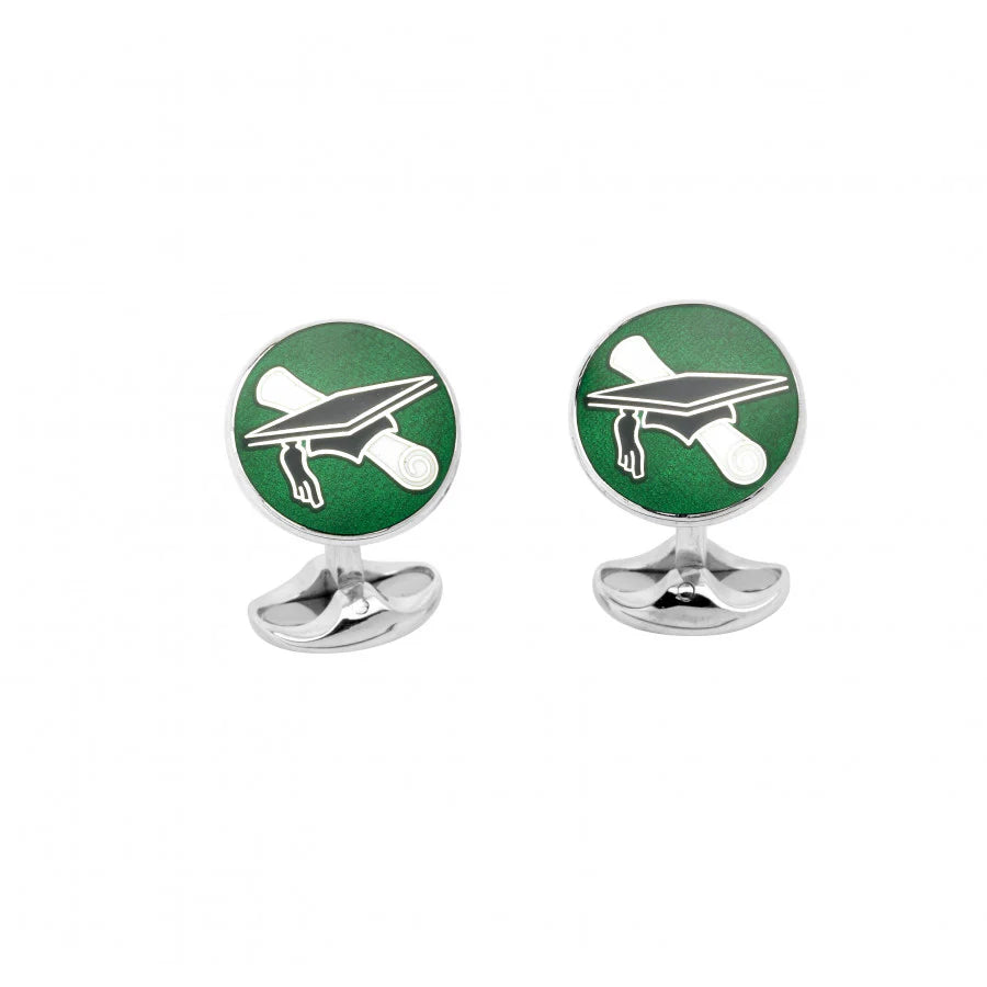 Luxury Sterling Silver Graduation Cufflinks in Green - Deakin & Francis | EB London