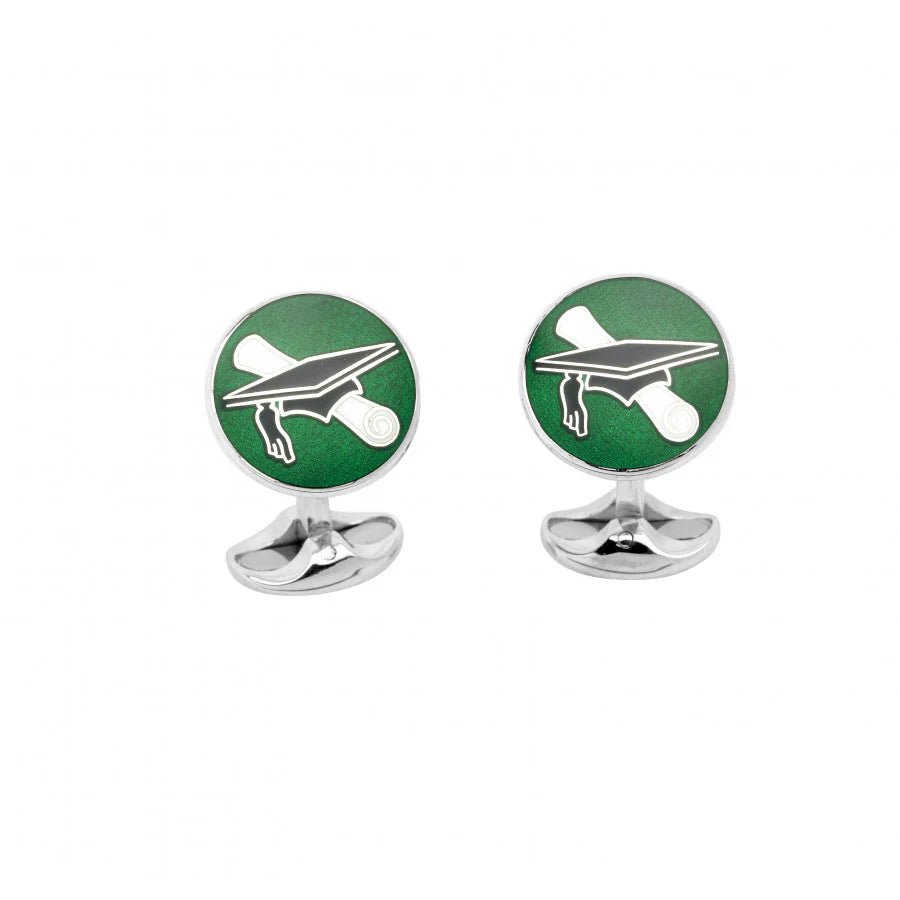 Sterling Silver Graduation Cufflinks in Green – Deakin & Francis - EB London