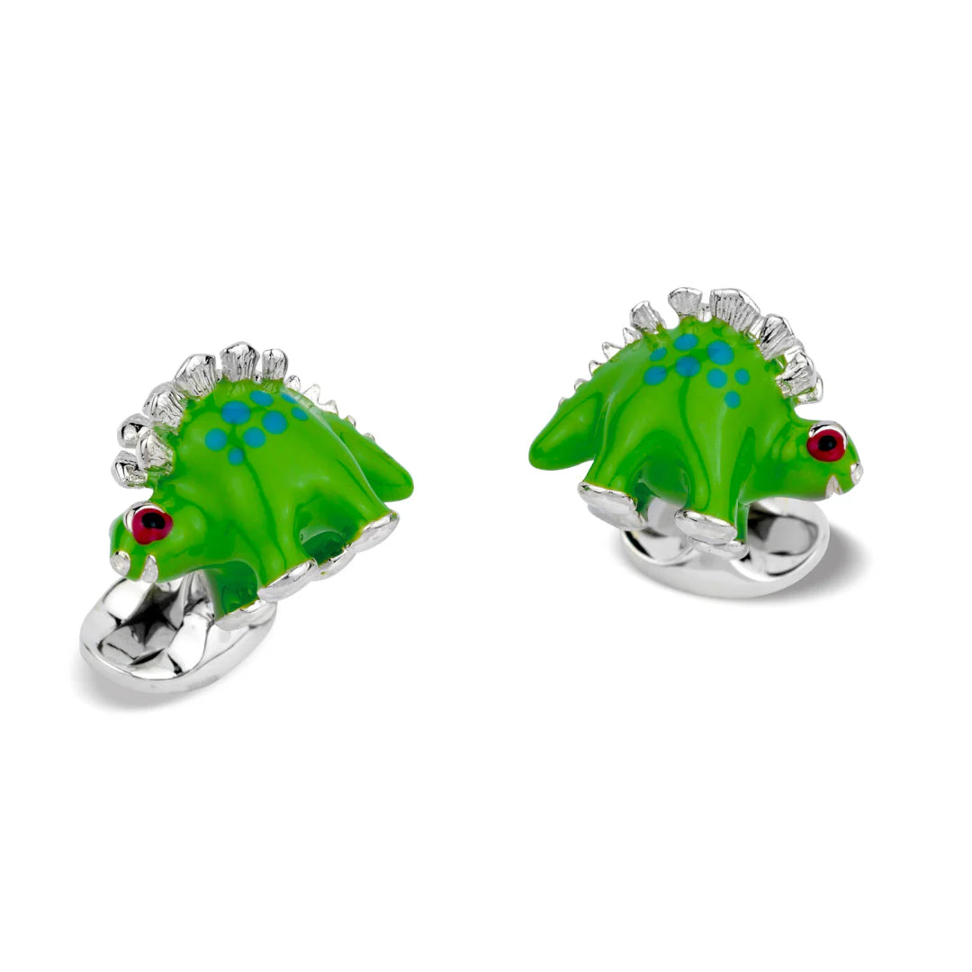 Sterling Silver Green and Blue Enamel Dinosaur Cufflinks – Deakin & Francis