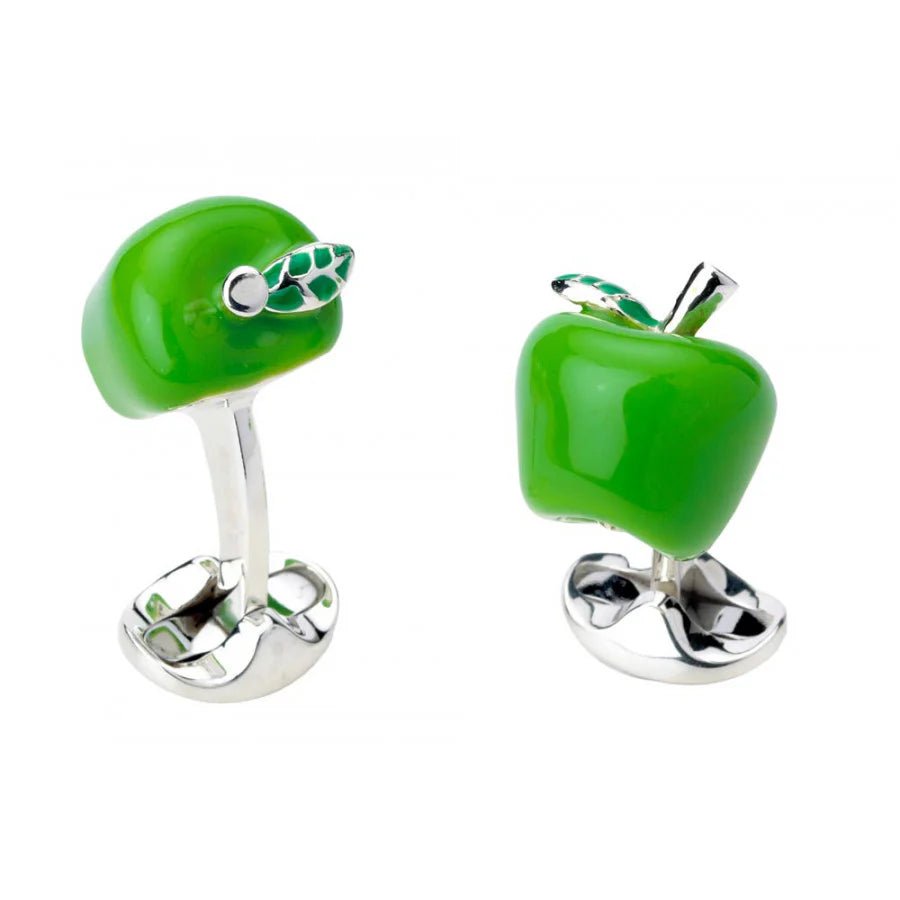 Sterling Silver Green Enamel Apple Cufflinks – Deakin & Francis - EB London